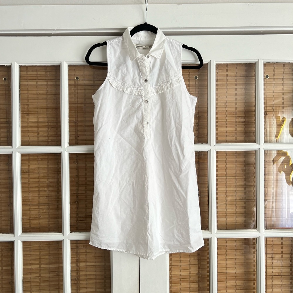Abercrombie & Fitch White Sleeveless Button-Front Dress